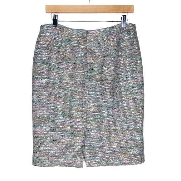 Ann Taylor Skirt Size 8 Tweed Pencil Boucle Knit Pink Gray Multicolor Wool Blend - Picture 9 of 11